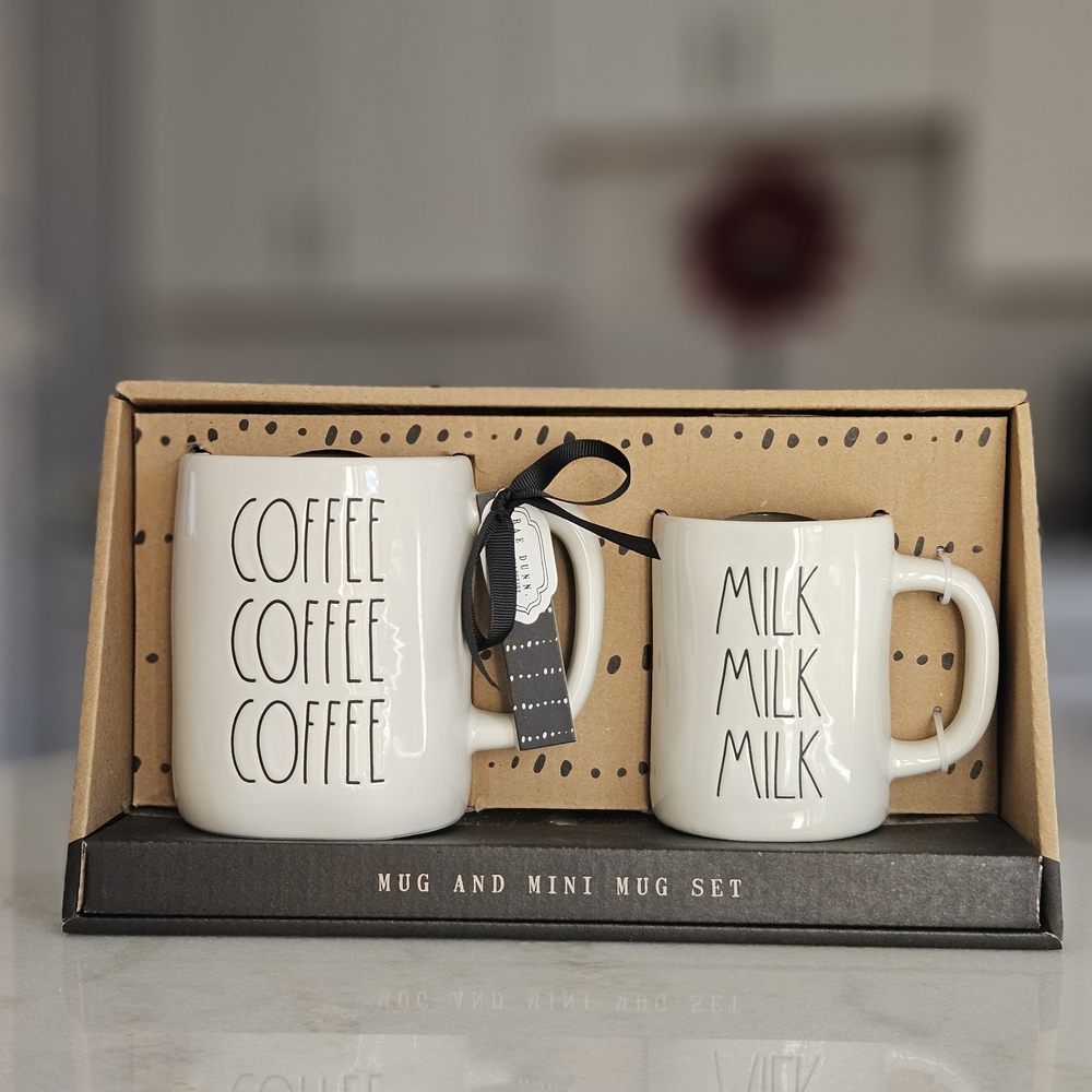 RAE DUNN Coffee and Milk Mug Set